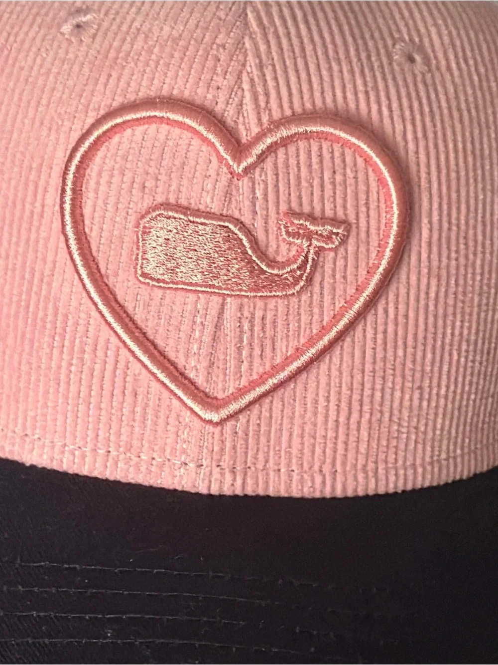 Girl’s Vineyard Vines Pink and Navy Kids Trucker Hat with Heart Whale Patch